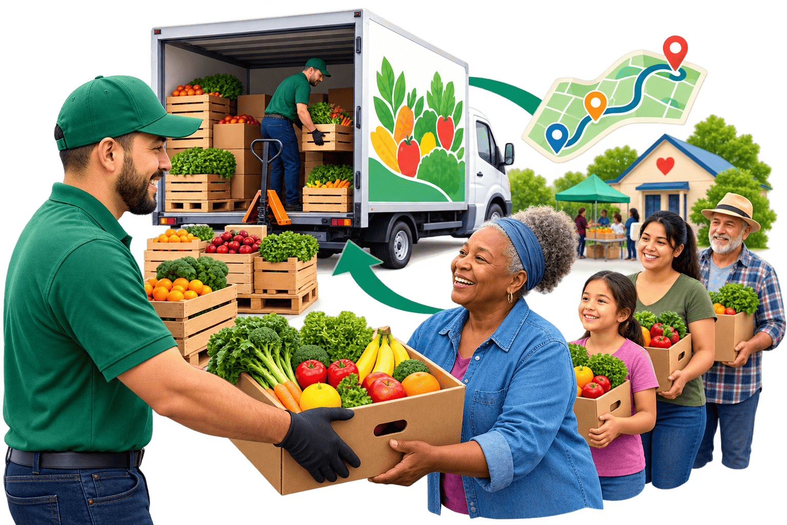 Fresh food being delivered and distributed to community members